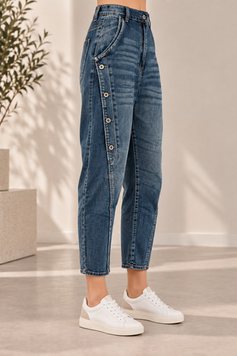 Jeans woman barrel blu - barrel, vita